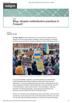 Blog: Utopian redistributive practices in Finland
