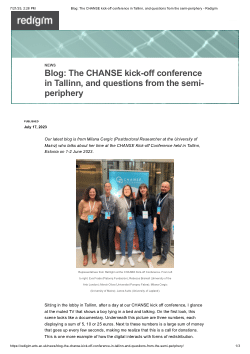 Blog: The CHANSE kick-off conference in Tallinn, and questions from the semi-periphery