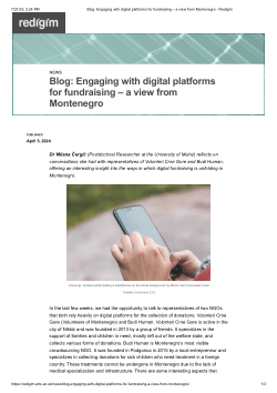Blog: Engaging with digital platforms for fundraising – a view from Montenegro