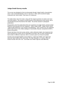 Judge Dredd Survey results and analysis