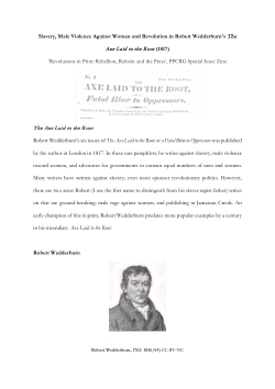 Slavery, Male Violence Against Women and Revolution in Robert Wedderburn's The Axe Laid to the Root (1817)