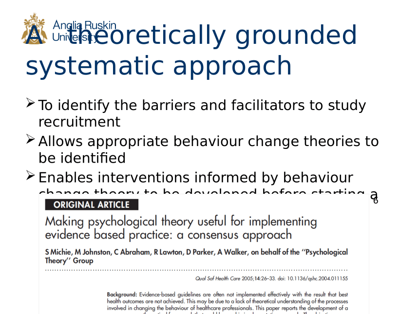 Understanding the study recruitment behaviour of Health Visitors 