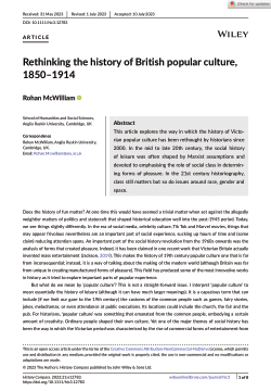Rethinking the history of British popular culture, 1850-1914