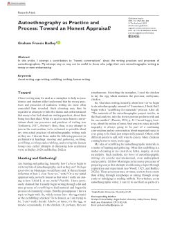 Autoethnography as Practice and Process: Toward an Honest Appraisal?