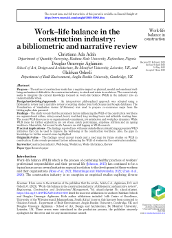Work–life balance in the construction industry: a bibliometric and narrative review