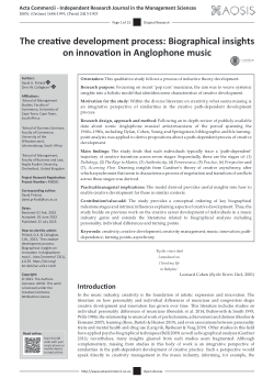 The creative development process: biographical insights on innovation in Anglophone music