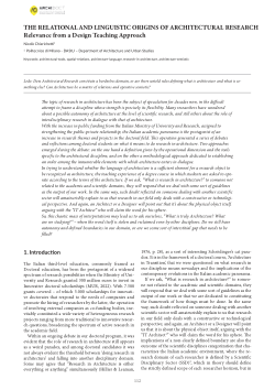 The Relational and Linguistic Origins of Architectural Research: Relevance from a Design Teaching Approach