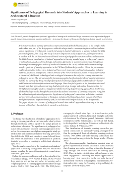 Significance of Pedagogical Research into Students' Approaches to Learning in Architectural Education