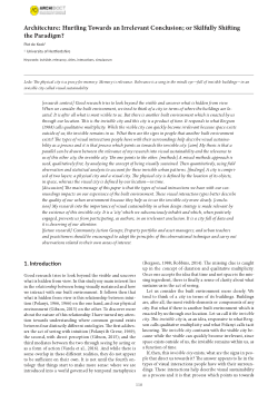 Architecture: Hurtling Towards an Irrelevant Conclusion; or Skilfully Shifting the Paradigm?