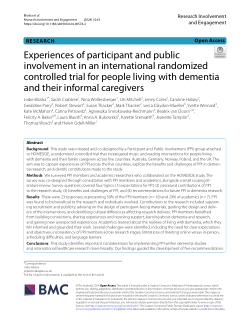 Experiences of participant and public involvement in an international randomized controlled trial for people living with dementia and their informal caregivers