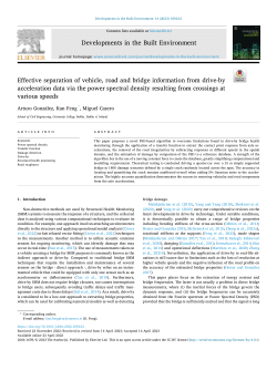 Effective separation of vehicle, road and bridge information from drive-by acceleration data via the power spectral density resulting from crossings at various speeds