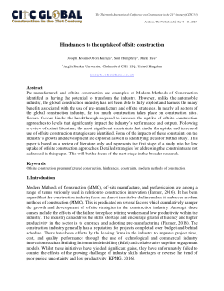 Hindrances to the uptake of offsite construction