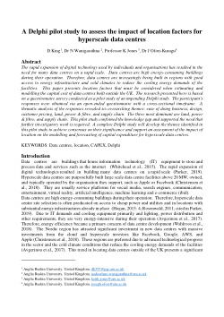 A Delphi Pilot Study to Assess the Impact of Location Factors for Hyperscale Data Centres