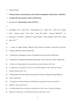 National trends in thyroid disease and COVID-19 pandemic-related factors, 1998-2021: A nationwide representative study in South Korea
