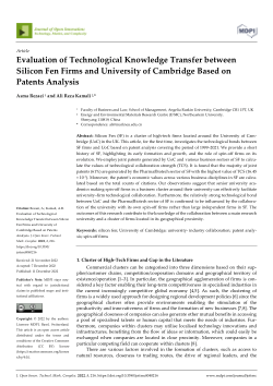 Evaluation of Technological Knowledge Transfer between Silicon Fen Firms and University of Cambridge Based on Patents Analysis