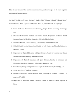 Secular trends of fast-food consumption among adolescents aged 12-15 years: a global analysis including 18 countries