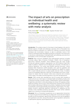 The impact of arts on prescription on individual health and wellbeing: a systematic review with meta-analysis