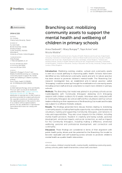 Branching out: mobilizing community assets to support the mental health and wellbeing of children in primary schools