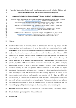 Numerical study on the effect of nozzle-plate distance on the aerosols collection efficiency and deposition on the impaction plate of a multi-nozzle inertial impactor