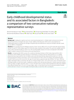 Early childhood developmental status and its associated factors in Bangladesh: a comparison of two consecutive nationally representative surveys