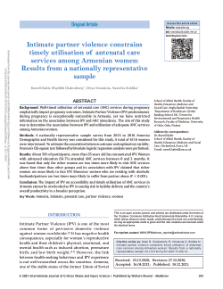 Intimate partner violence constrains timely utilisation of antenatal care services among Armenian women: Results from a nationally representative sample