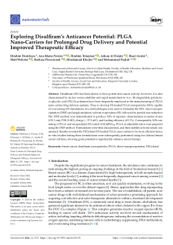Exploring Disulfiram’s Anticancer Potential: PLGA Nano-Carriers for Prolonged Drug Delivery and Potential Improved Therapeutic Efficacy