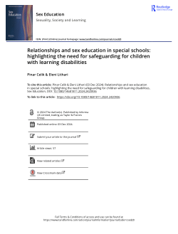 Relationships and sex education in special schools: highlighting the need for safeguarding for children with learning disabilities