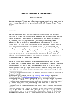 The Right to Authorship in AI generated works