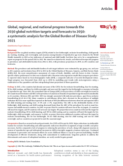 Global, regional, and national progress towards the 2030 global nutrition targets and forecasts to 2050: a systematic analysis for the Global Burden of Disease Study 2021