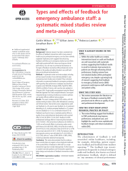 The types and effects of feedback received by emergency ambulance staff: protocol for a systematic mixed studies review with narrative synthesis