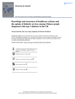 Knowledge and awareness of healthcare systems and the uptake of diabetic services among Chinese people diagnosed with type 2 diabetes in the UK