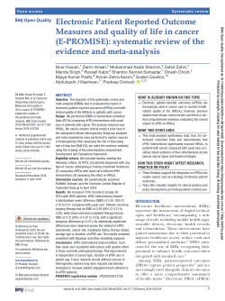 Electronic Patient Reported Outcome Measures and quality of life in cancer (E-PROMISE): systematic review of the evidence and meta-analysis