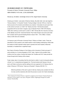 On Seamus Heaney, R. F. Foster (2020)