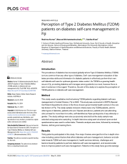 Perception of Type 2 Diabetes Mellitus (T2DM) patients on diabetes self-care management in Fiji