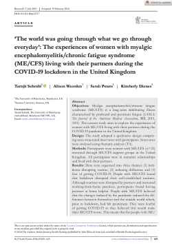 ‘The world was going through what we go through everyday’: The experiences of women with myalgic encephalomyelitis/chronic fatigue syndrome (ME/CFS) living with their partners during the COVID‐19 lockdown in the United Kingdom