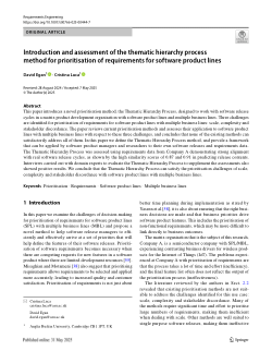 Introduction and assessment of the thematic hierarchy process method for prioritisation of requirements for software product lines