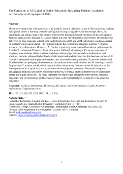 The formation of AI capital in higher education: enhancing students’ academic performance and employment rates