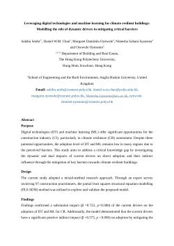 Leveraging digital technologies and machine learning for climate resilient buildings: modelling the role of dynamic drivers in mitigating critical barriers