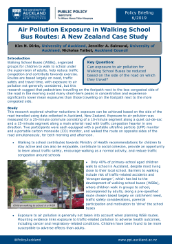 Policy Briefing: Air Pollution Exposure in Walking School Bus Routes: A New Zealand Case Study