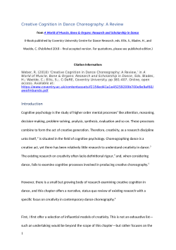 Creative Cognition in Dance Choreography: A Review