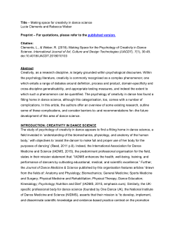 Making space for creativity in dance science