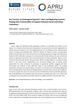 Are Farmers an Endangered Species?: New and Beginning Farmers Forging New Communities of Support between Rural and Urban Consumers