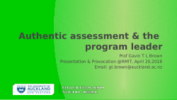 Authentic assessment & the program leader