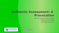 Authentic Assessment: A Provocation