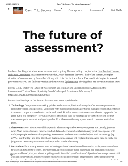Some Thoughts about Assessment