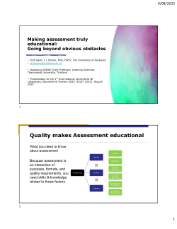 <i>Making assessment truly educational: Going beyond obvious obstacles</i>