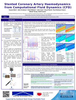 Stented Coronary Artery Haemodynamics  from Computational Fluid Dynamics (CFD) - CSANZ Poster
