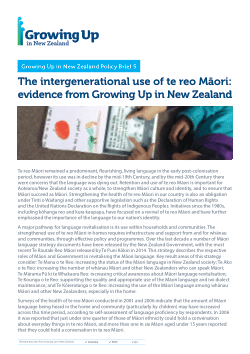Growing Up in New Zealand Policy Brief. The intergenerational use of te reo Māori: Evidence from Growing Up in New Zealand