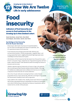 Now We Are 12: Food Insecurity. Snapshot 3