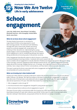 Now We Are 12: School Engagement of the Growing Up in New Zealand Cohort. Snapshot 5